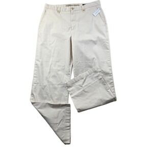 Banana Republic Slouch‎ Chinos Mens 35R Cream Cotton Straight Pants Trousers NEW